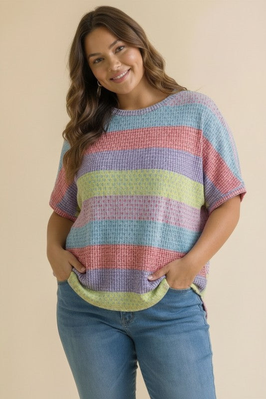 Plus Multicolor Stripe Top