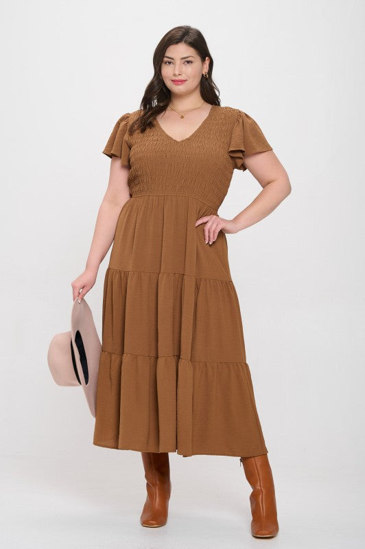 Plus Flutter Sleeve Dress
