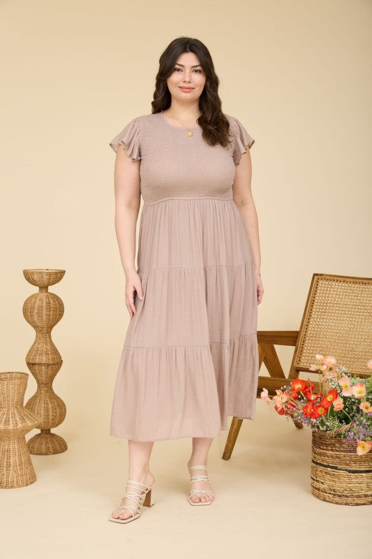 Plus Tiered Midi Dress