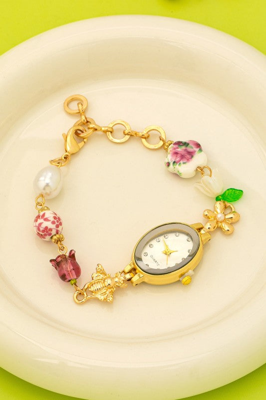 Oval Porcelain Charm Watch