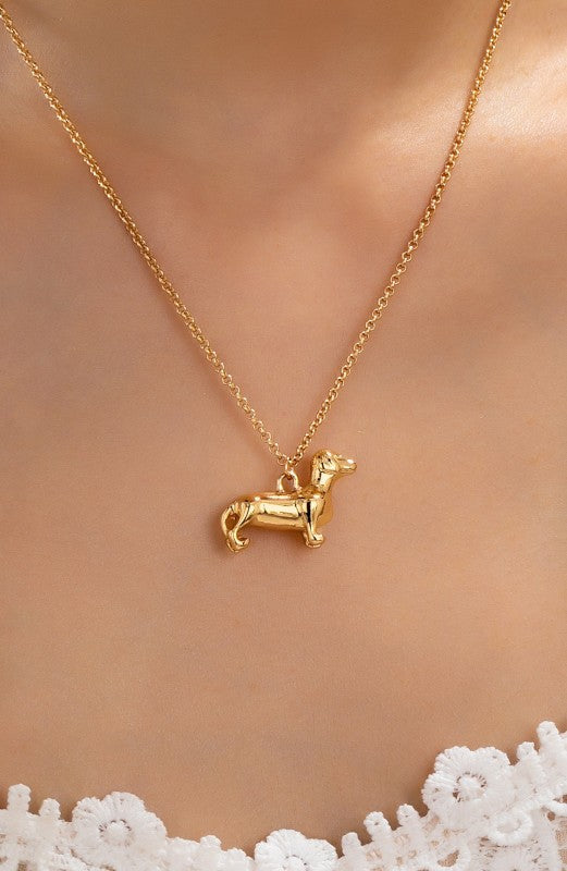 Gold Dachshund Pendant Necklace