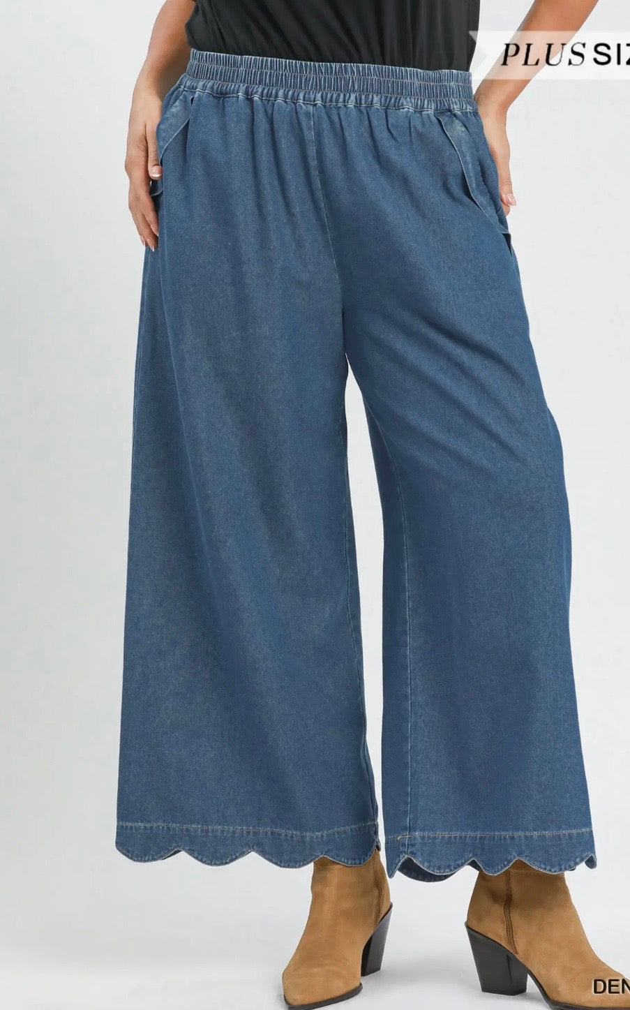 Plus Denim Scalloped Pant