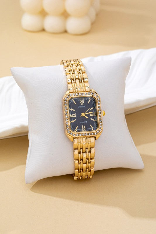 Rectangle Face Bracelet Watch -Black