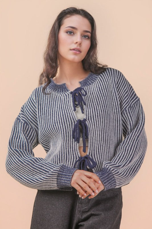2 Tone Tie Cardigan