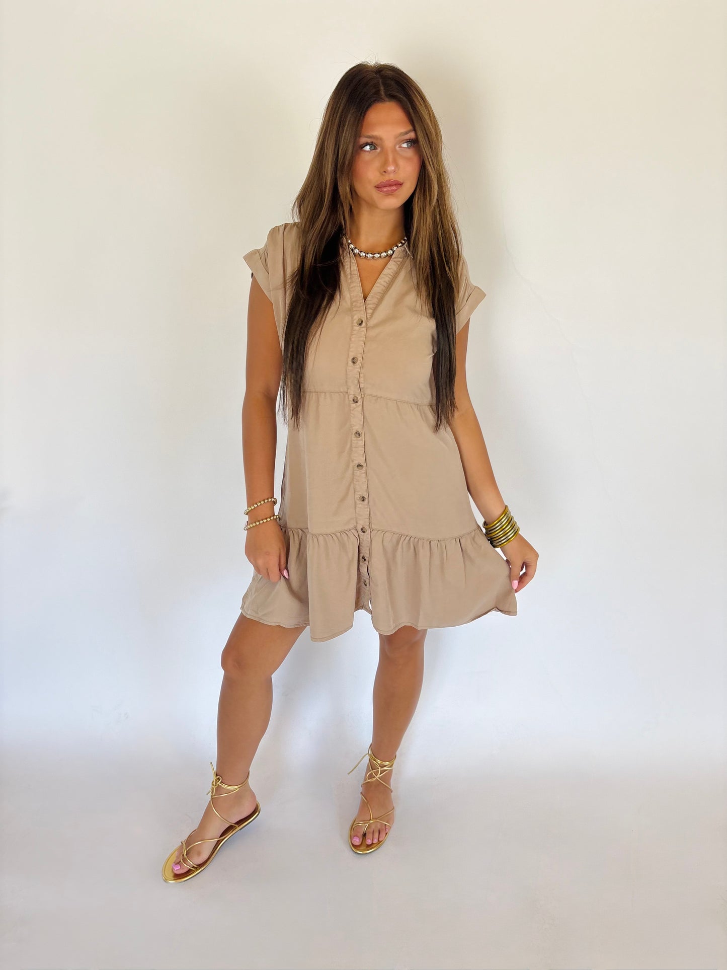Taupe Dress with Pockets